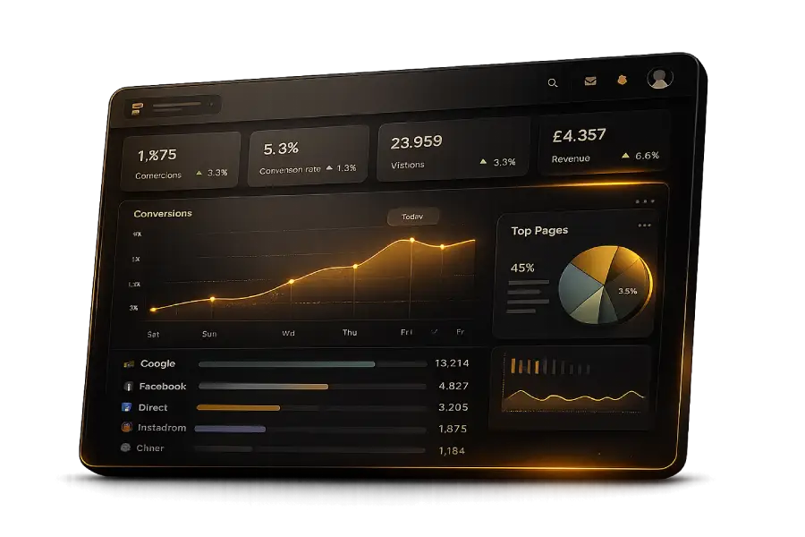Landing page analytics dashboard