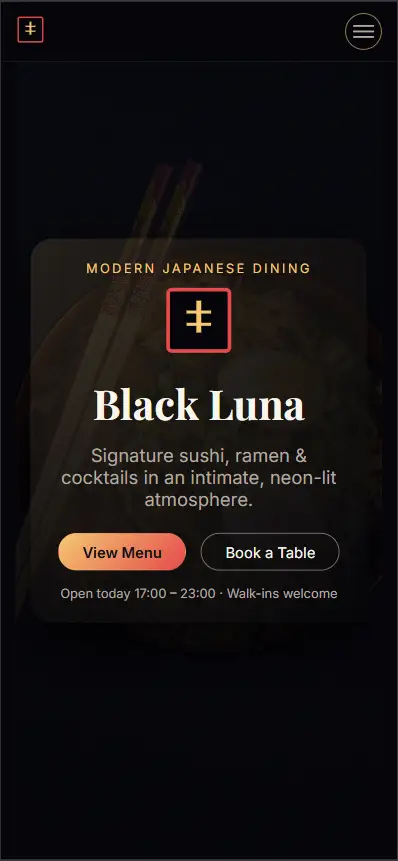 Black Luna Restaurant - mobile preview