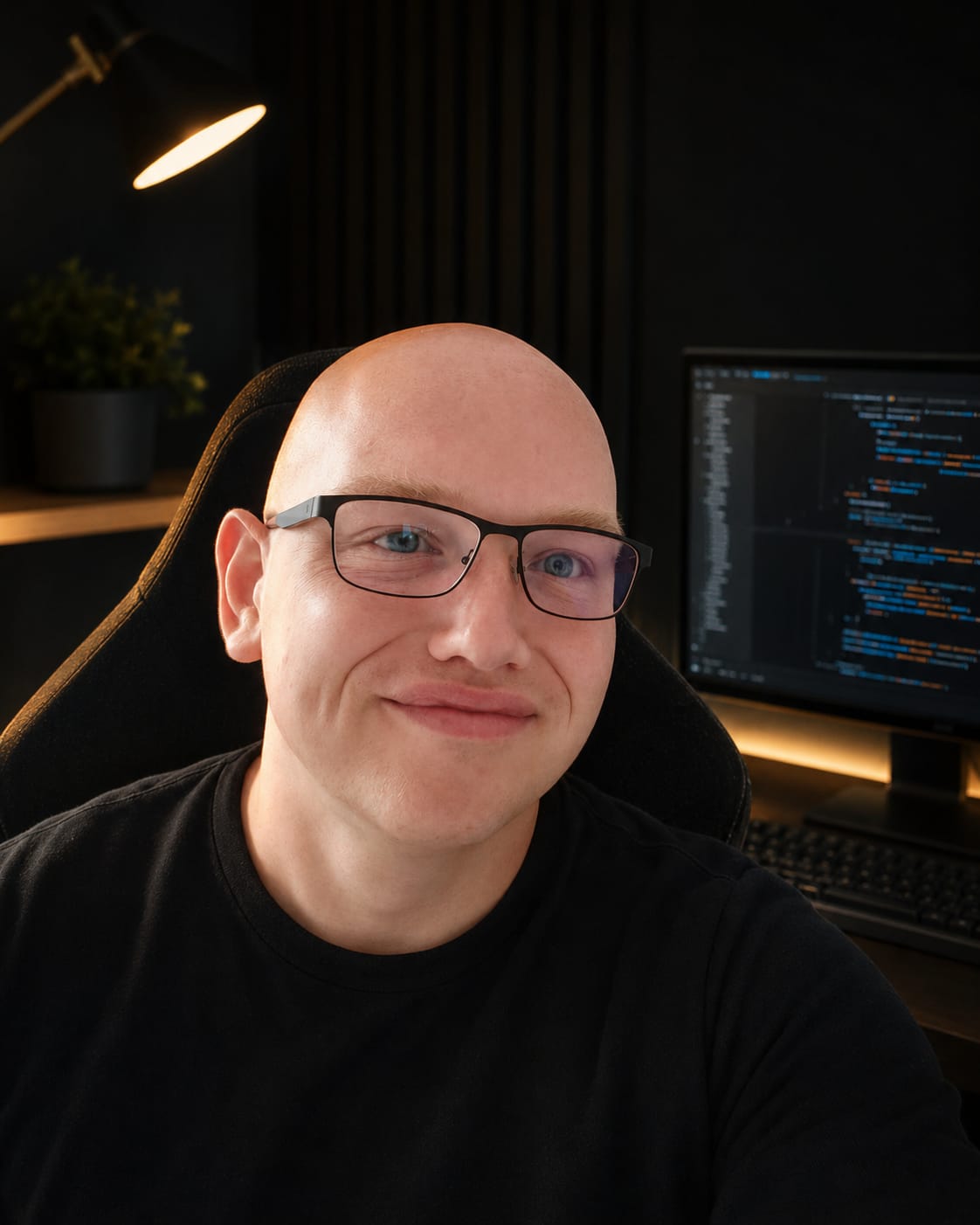 Pawel, founder of LanderBoost, at his desk